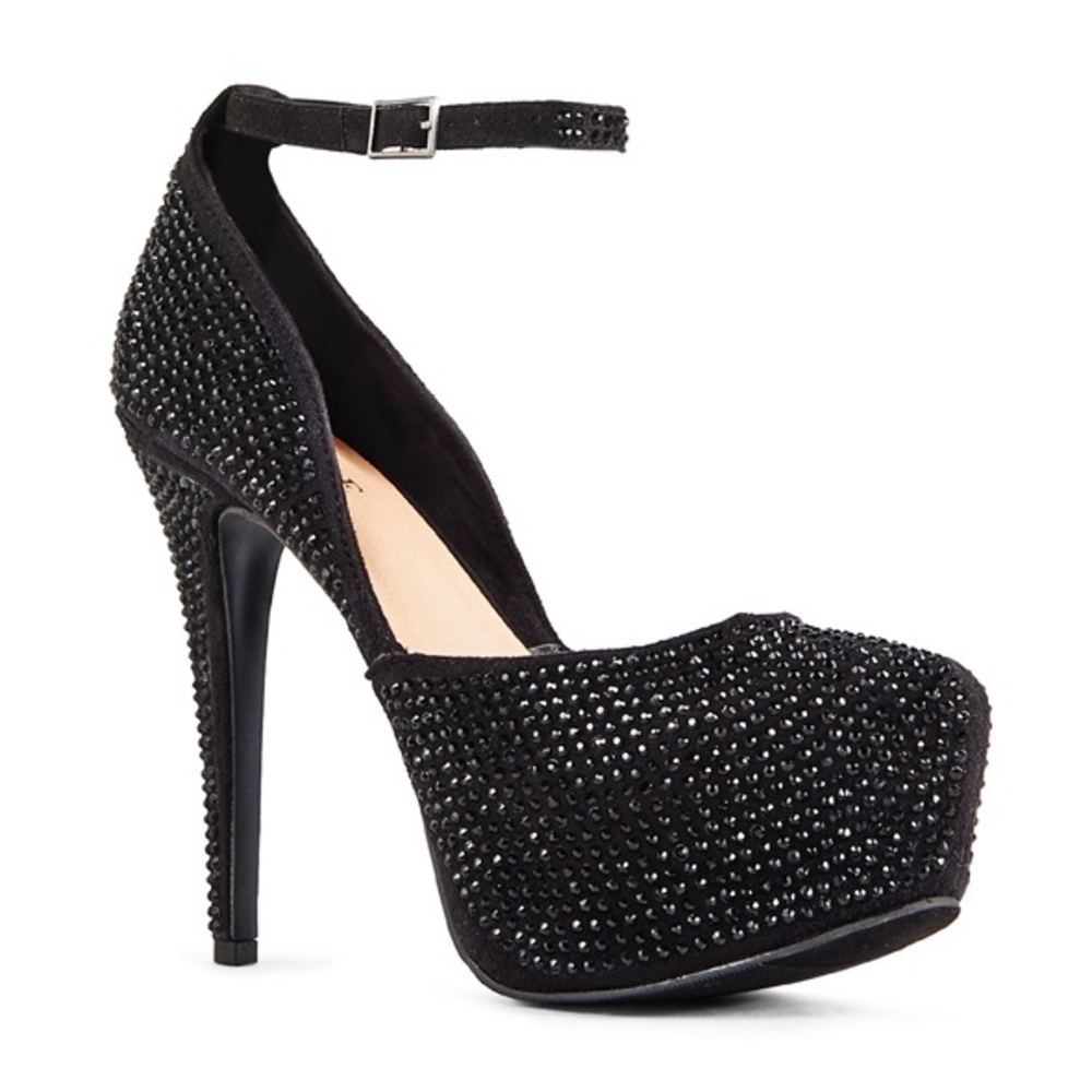 Black rhinestones pumps